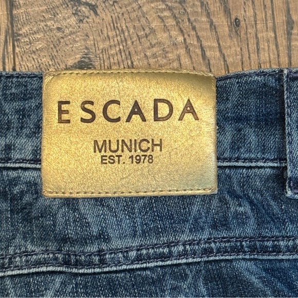 Escada Jeans Women's Size 42 12 Floral Printed Slim Bleach Blue Stretch Artsy - Picture 10 of 15